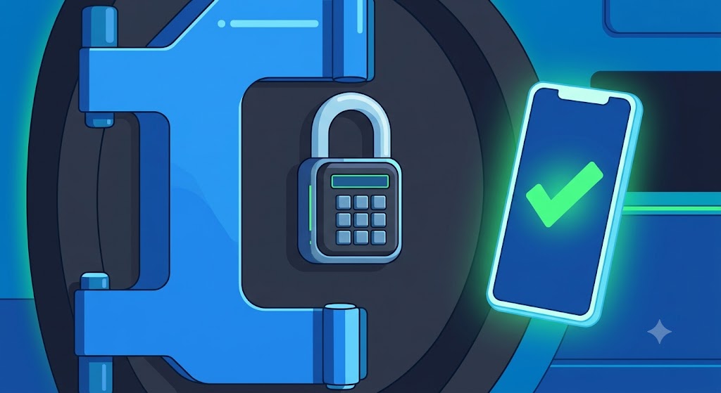 Comic for topic 5: Lock the front door. Strong passwords and MFA protect accounts.